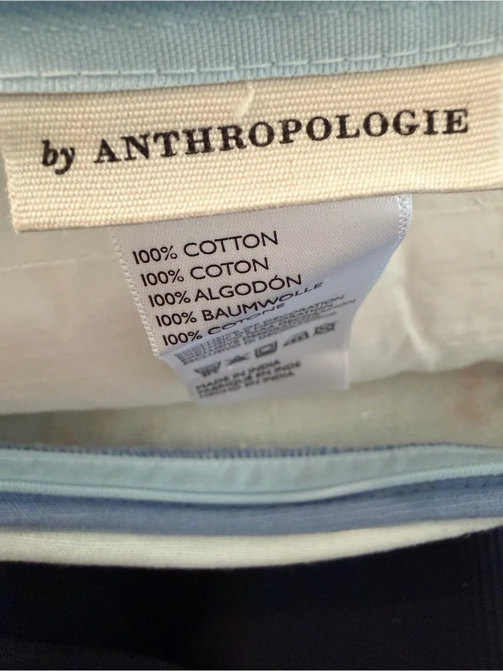 2 Anthropologie Embroidered Floral Accent Pillow - Light Blue Coral